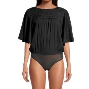 Free People Black Perfect Catch Bodysuit Size XL